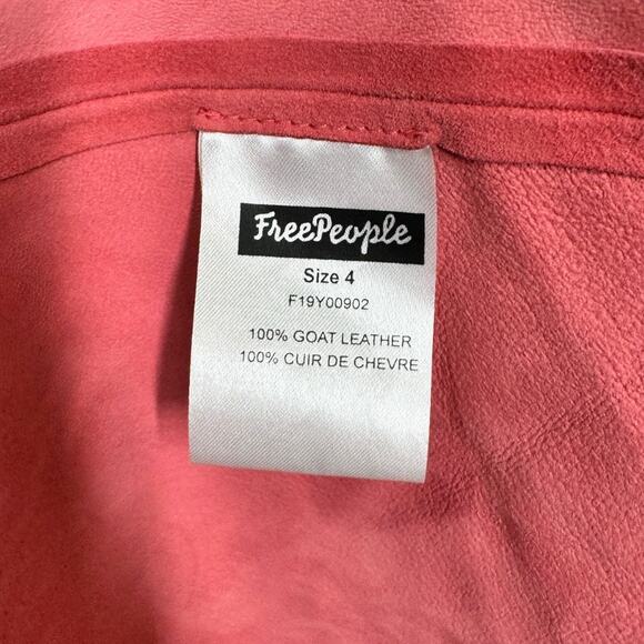 Free People Gizelle Midi Dress Luxe Suede 4 Pink Boho Tie Shoulder Goat Leather - Picture 6 of 8